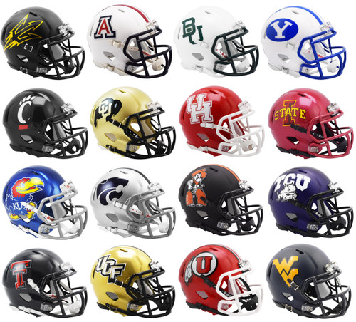 All 16 NCAA BIG 12 Twelve Conference Current Riddell SPEED Revolution Mini Football Helmets