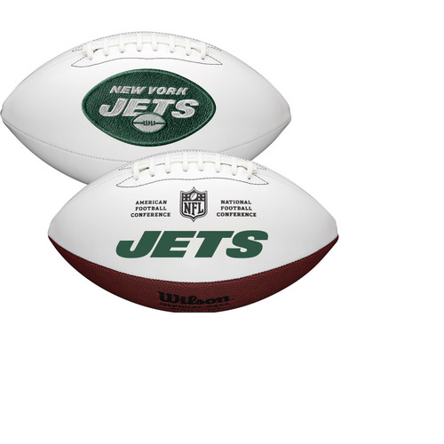 New York Jets Full Size Official NFL Autograph Signature Series White Panel Football by Wilson