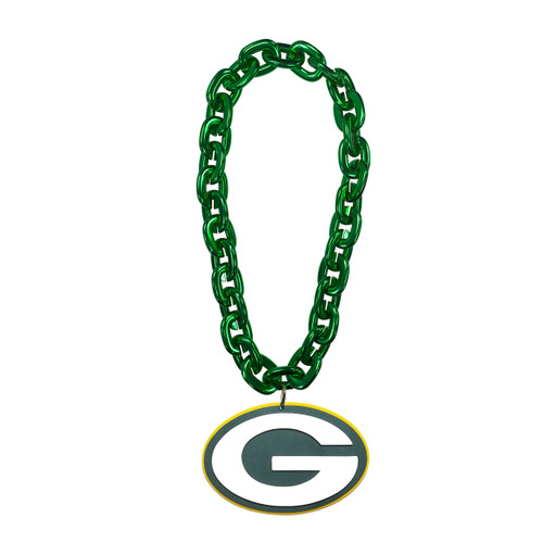 Green Bay Packers NFL Touchdown Fan Chain 10 Inch 3D Foam Magnet Necklace Green