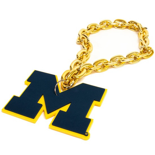 Michigan Wolverines NCAA Touchdown Fan Chain 10 Inch 3D Foam Necklace Gold