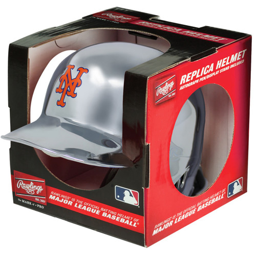 New York Mets Silver Chrome Rawlings Replica MLB Baseball Mini Helmet