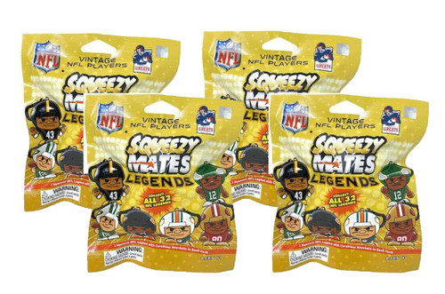 4 packs - SqueezyMates NFL Legends 2024 Gravity Feed Figurine Mystery Packs - Series 1