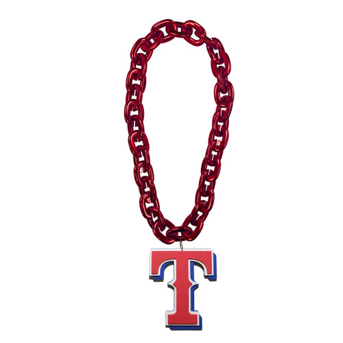 Texas Rangers MLB Fan Chain 10 Inch 3D Foam Necklace - Red Chain