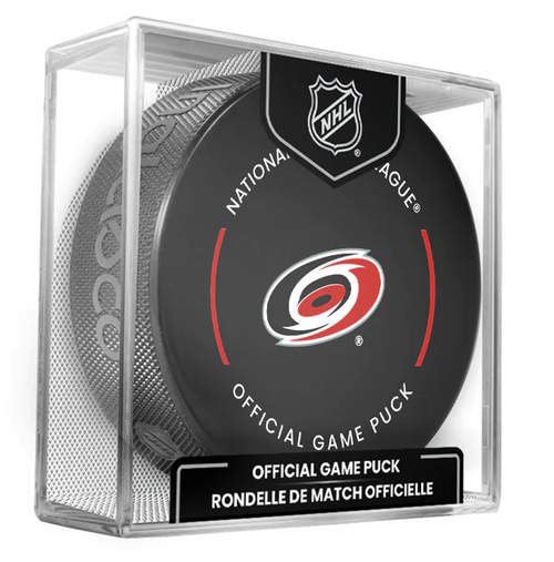 Carolina Hurricanes Current NHL Official Game Hockey Puck In Cube