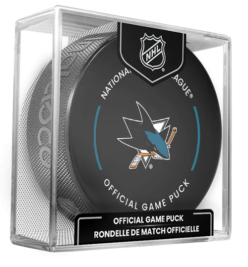 San Jose Sharks Current NHL Official Game Hockey Puck In Cube