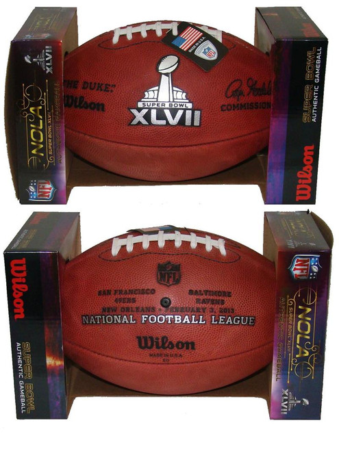 Super Bowl XLVII (Forty-Seven 47) San Francisco 49ers vs. Baltimore Ravens Official Leather Authentic Game Football by Wilson