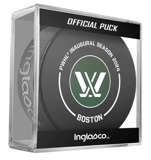 PWHL Boston 2024 Inaugural Season Official Game Hockey Puck In Cube