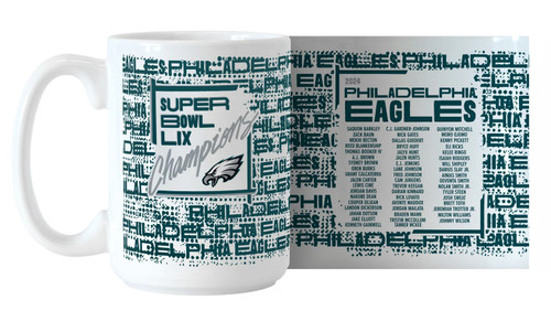 Philadelphia Eagles Super Bowl LIX 59 Champions 15 Ounce Roster Coffee Mug