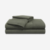 Bedgear Hyper-Wool Technology Performance Wool Sheet Set, Folded, Stacked, Forest Green