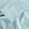 Bedgear®  Hyper-Linen™ Heat Deflecting Bamboo  Linen Sheet Set, Flat Sheet, Hem Detail, Misty Blue Color