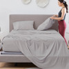 Bedgear®  Hyper-Linen™ Heat Deflecting Bamboo  Linen Sheet Set, Made Bed, Light Grey Color