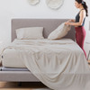 Bedgear®  Hyper-Linen™ Heat Deflecting Bamboo  Linen Sheet Set, Made Bed, Medium Beige Color
