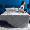 Bedgear® Dri-Tec™ Performance Moisture Wicking Sheet Set On Mattress, Light Grey Color, upper flex, split head, split top bed sheets