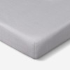 Crib Size - Bedgear Hyper-Linen Bamboo Blend Fitted Sheet On Mattress, Up Close Corner, Grey Color