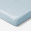 Crib Size - Bedgear Hyper-Linen Bamboo Blend Fitted Sheet On Mattress, Up Close Corner, Baby Blue Color