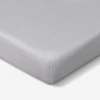 Crib Size - Bedgear Hyper-Linen Bamboo Blend Fitted Sheet On Mattress, Up Close Corner, Grey Color