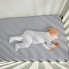 Crib Size - Bedgear Hyper-Linen Bamboo Blend Fitted Sheet Pair, Baby Asleep, Baby Grey Color