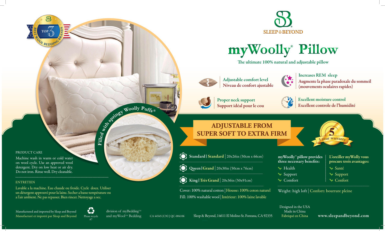 Sleep & Beyond myWoolly Pillow Label