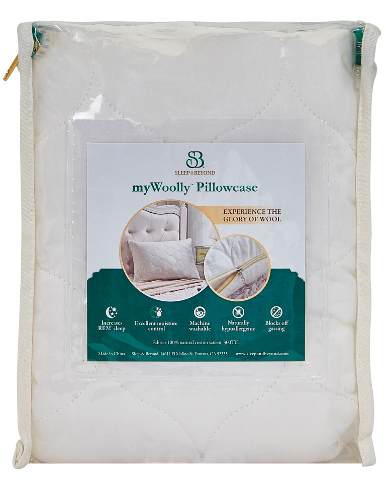 Sleep & Beyond myWoolly™ Pillow Case, 100% natural washable wool filled pillow case  front package