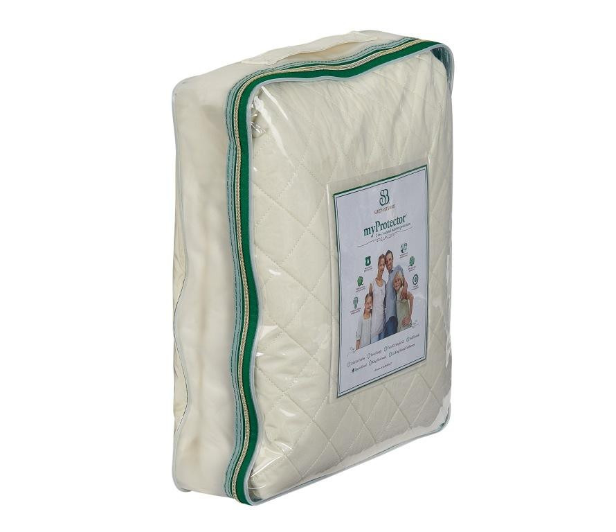 Sleep & Beyond myProtector™, 2-in-1 ultimate, washable, natural mattress protector side package