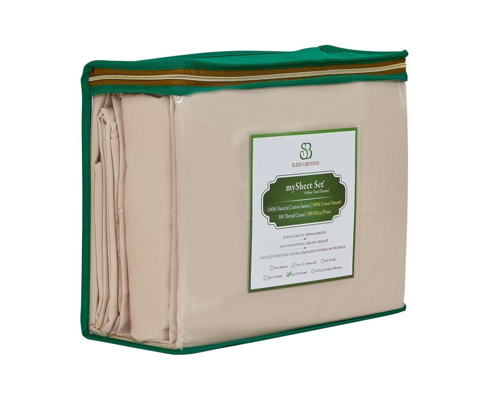 Sleep & Beyond mySheet Set 100% Natural Cotton Sheet Set, natural cotton bed sheets front package 2