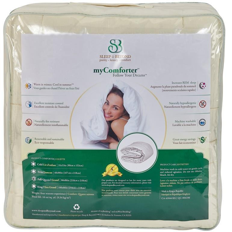 Sleep & Beyond myComforter™ 100% Washable Wool Comforter Package