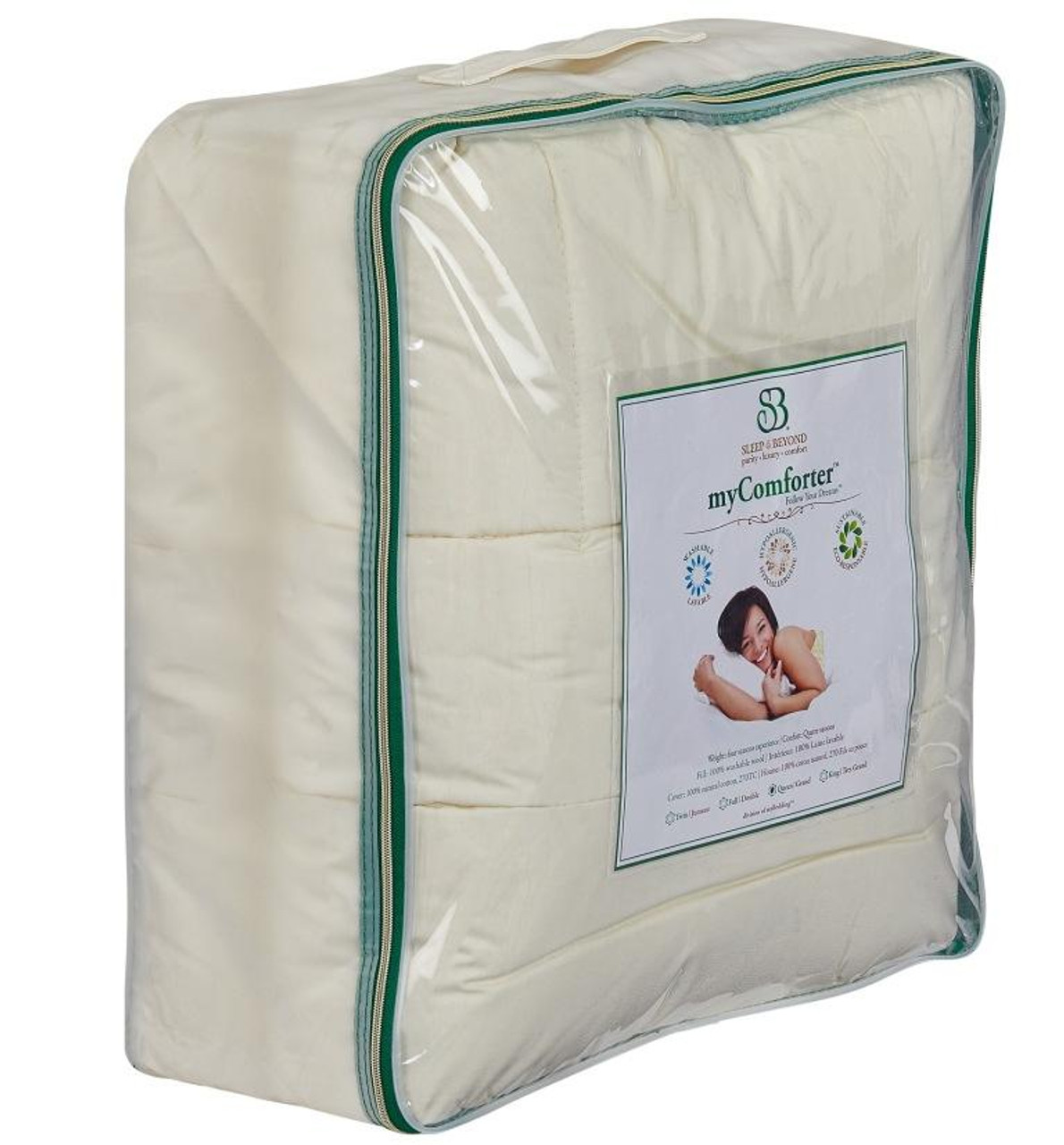 Sleep & Beyond myComforter™ 100% Washable Wool Comforter Front Package