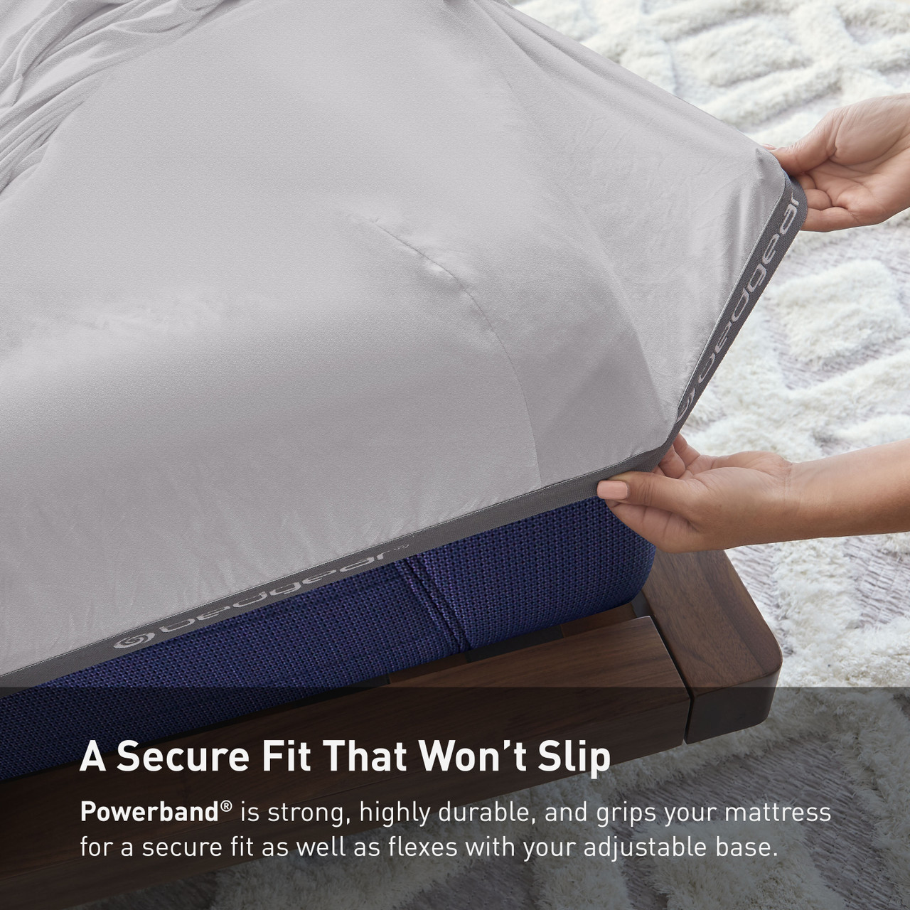 Bedgear Hyper-Wool Technology Performance Wool Sheet Set,  Fitted Sheet Powerband Stretch, Light Grey