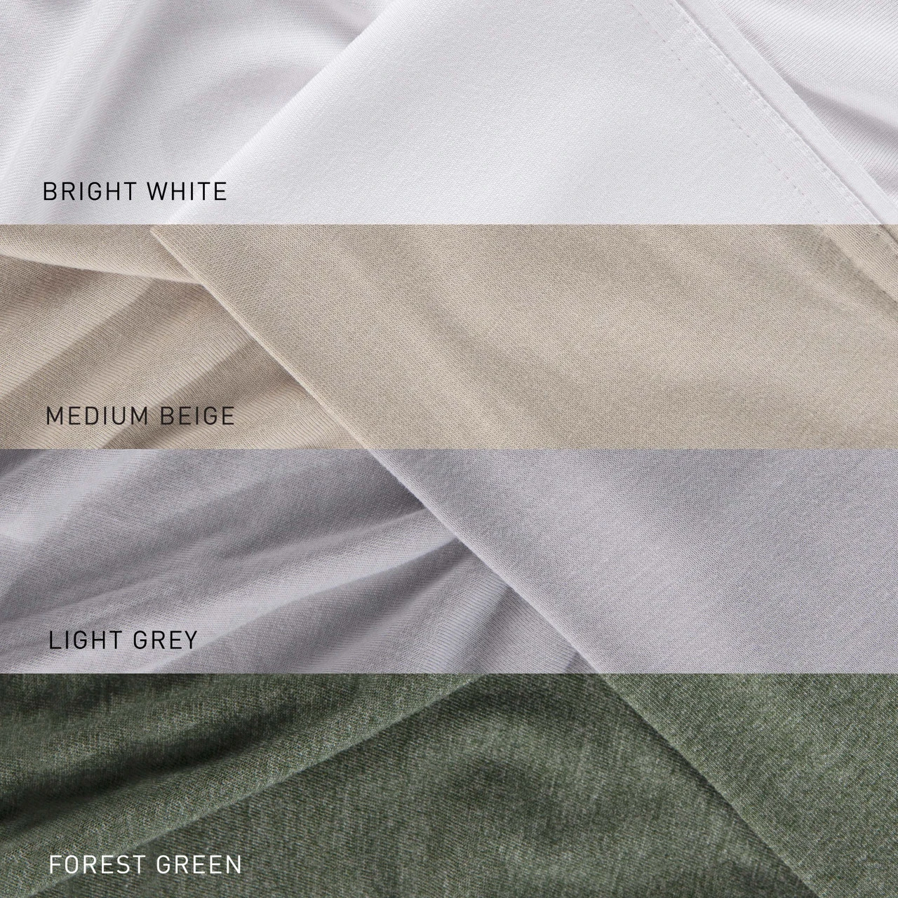 Bedgear Hyper-Wool Technology Performance Wool Sheet Set colors:  Bright White, Light Grey, Medium Beige, Forest Green