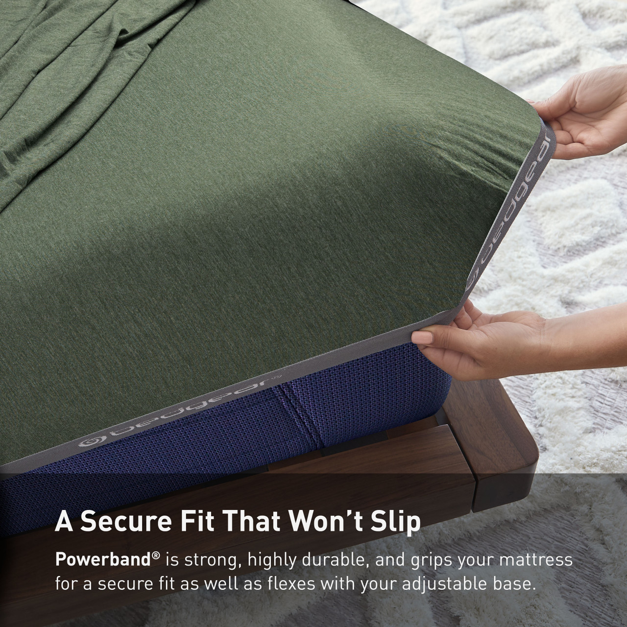 Bedgear Hyper-Wool Technology Performance Wool Sheet Set,  Fitted Sheet Powerband Stretch, Forest Green