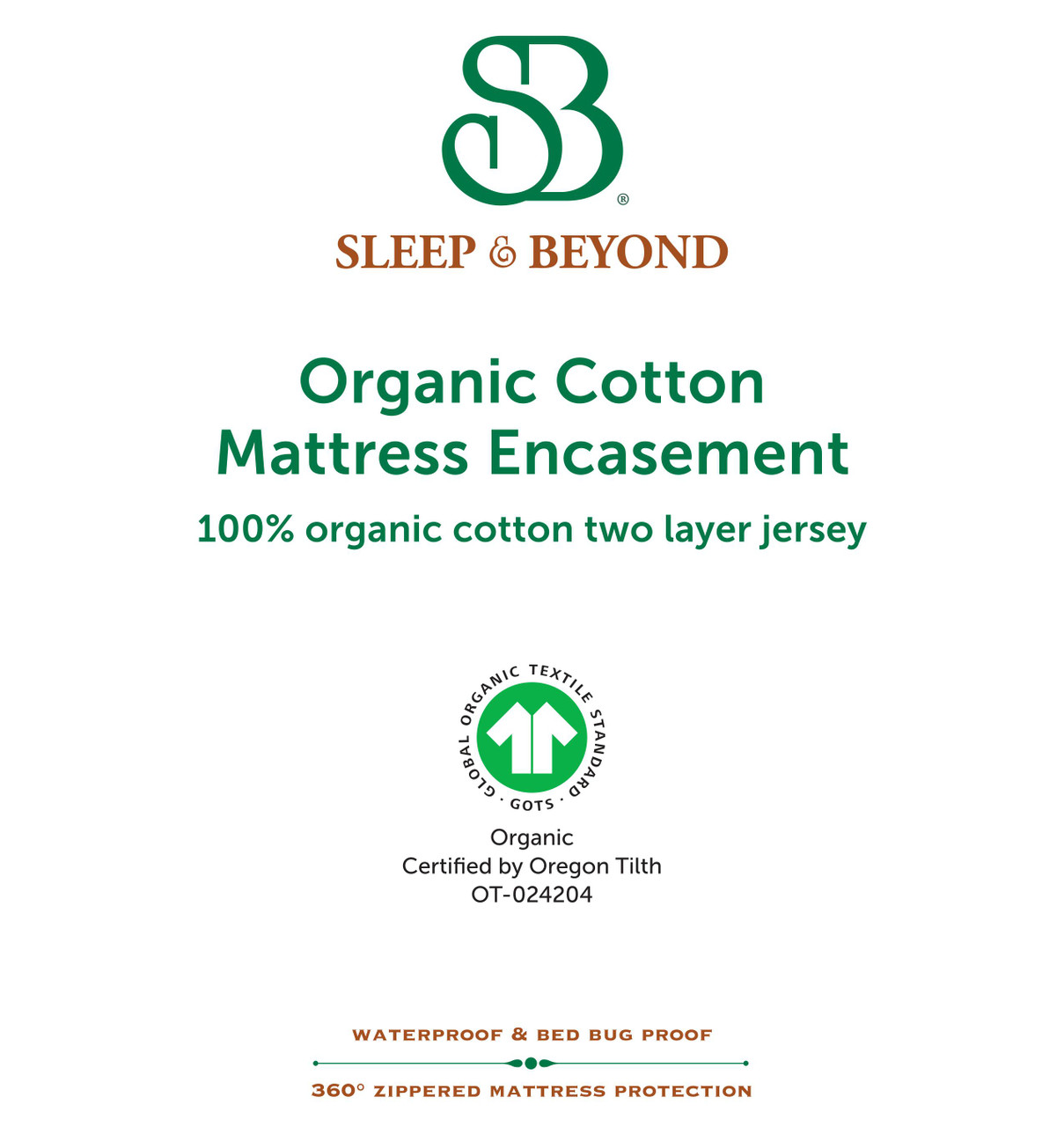 Sleep & Beyond Organic Cotton Waterproof Mattress Encasement Features 2