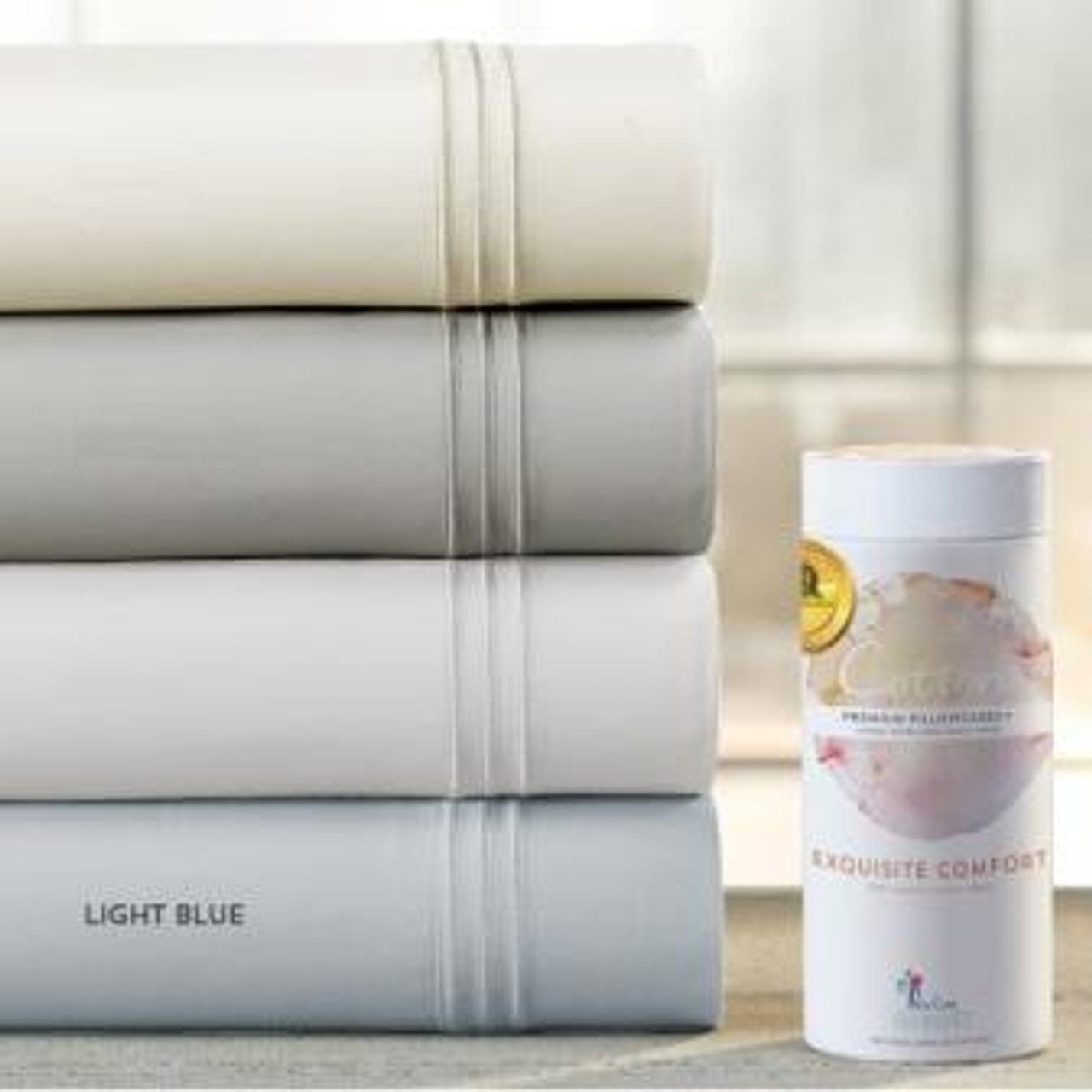 100% Supima Cotton Premium Luxury Sheet Set by PureCare Light Blue