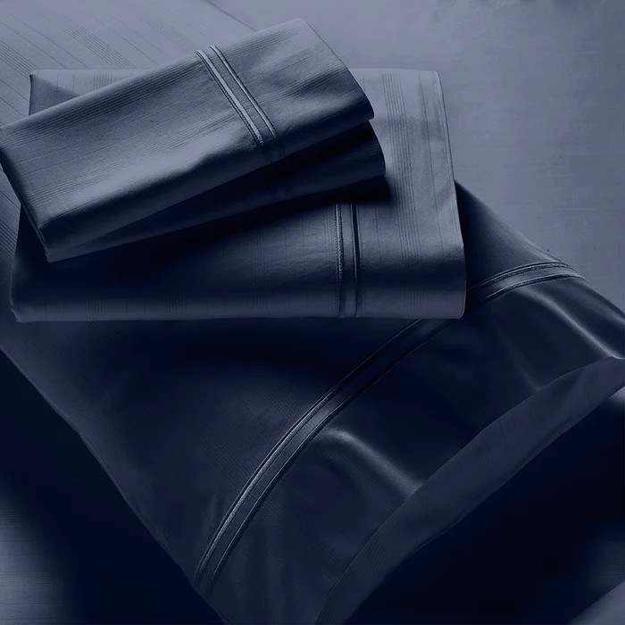 PureCare® Luxurious SuperSoft Bamboo & Cotton Sateen Sheet Set - Midnight Folded