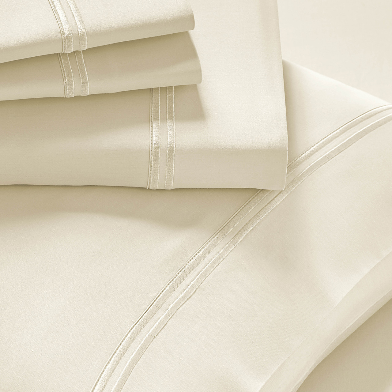 Soft Touch TENCEL™ Modal® Bed Sheets by PureCare™ Ivory Folded Sheet