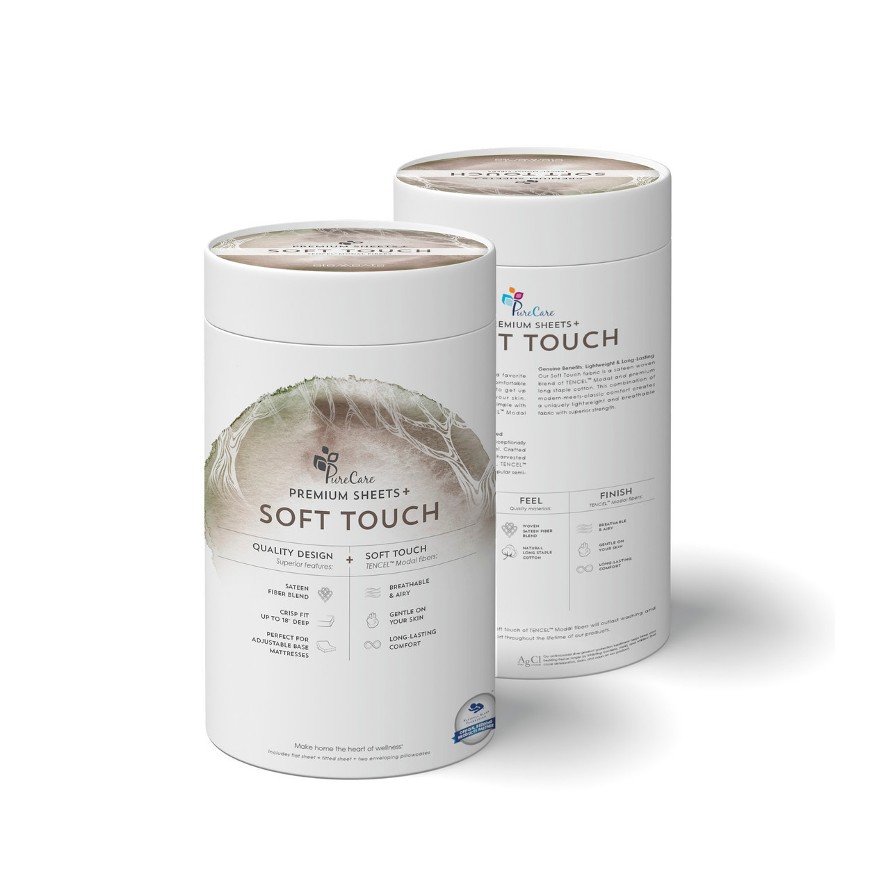 Soft Touch TENCEL™ Modal® Split Head Bed Sheets by PureCare™ All Packaging