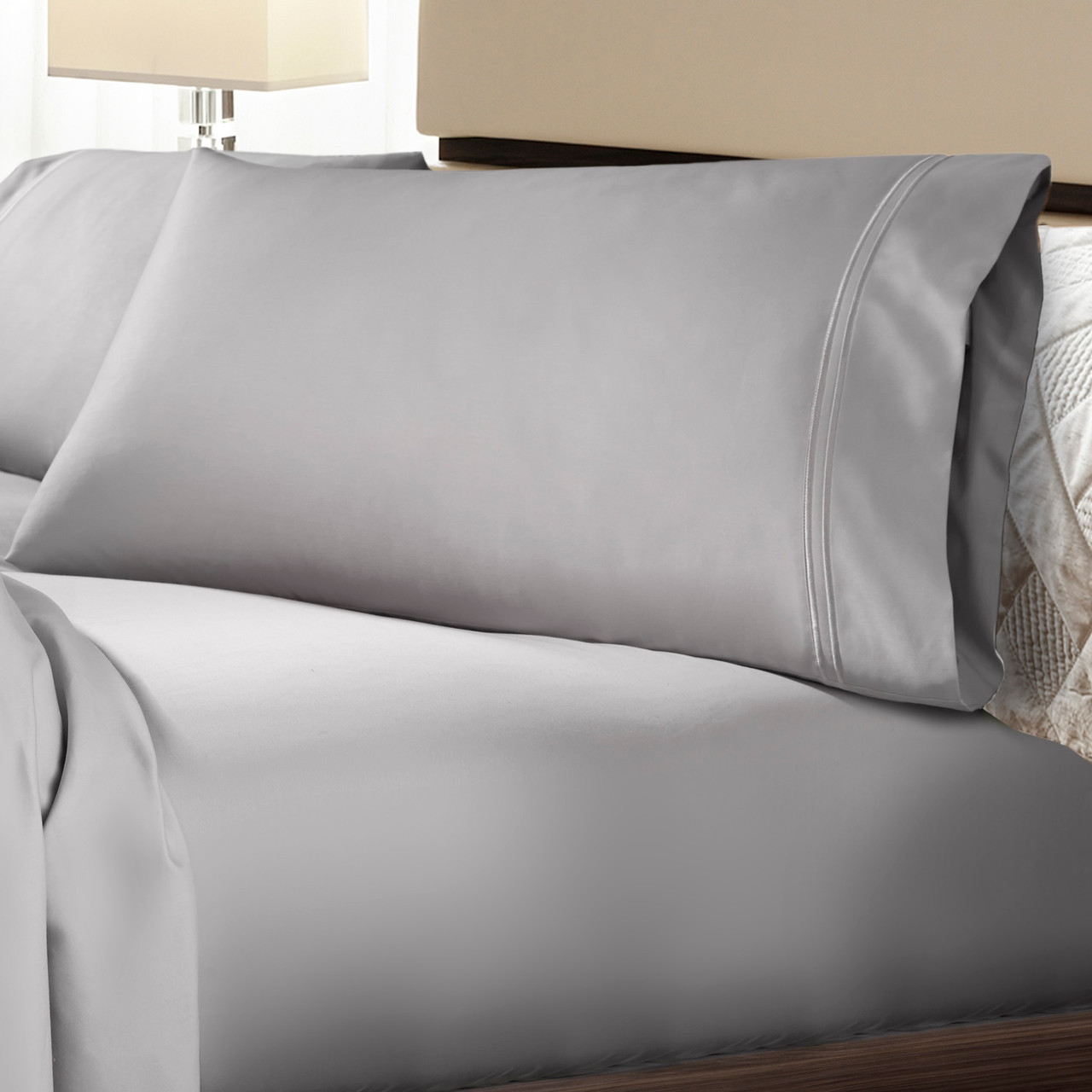 Soft Touch TENCEL™ Modal® Split Top Bed Sheets by PureCare™ Dove Gray Bed