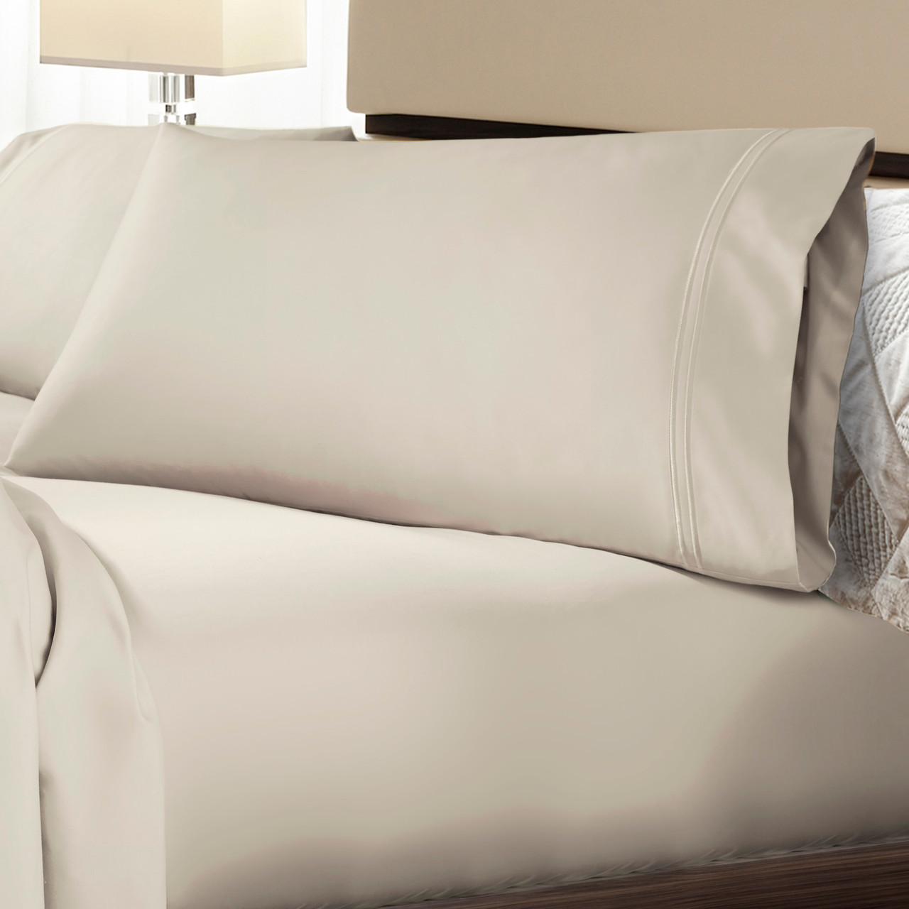 Soft Touch TENCEL™ Modal® Split Head Bed Sheets by PureCare™ Ivory Bed