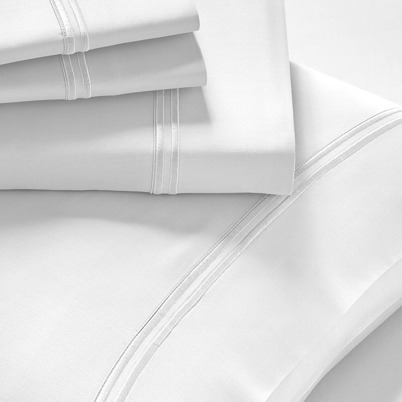 Soft Touch TENCEL™ Modal® Split Top Bed Sheets by PureCare™ White Folded Sheet