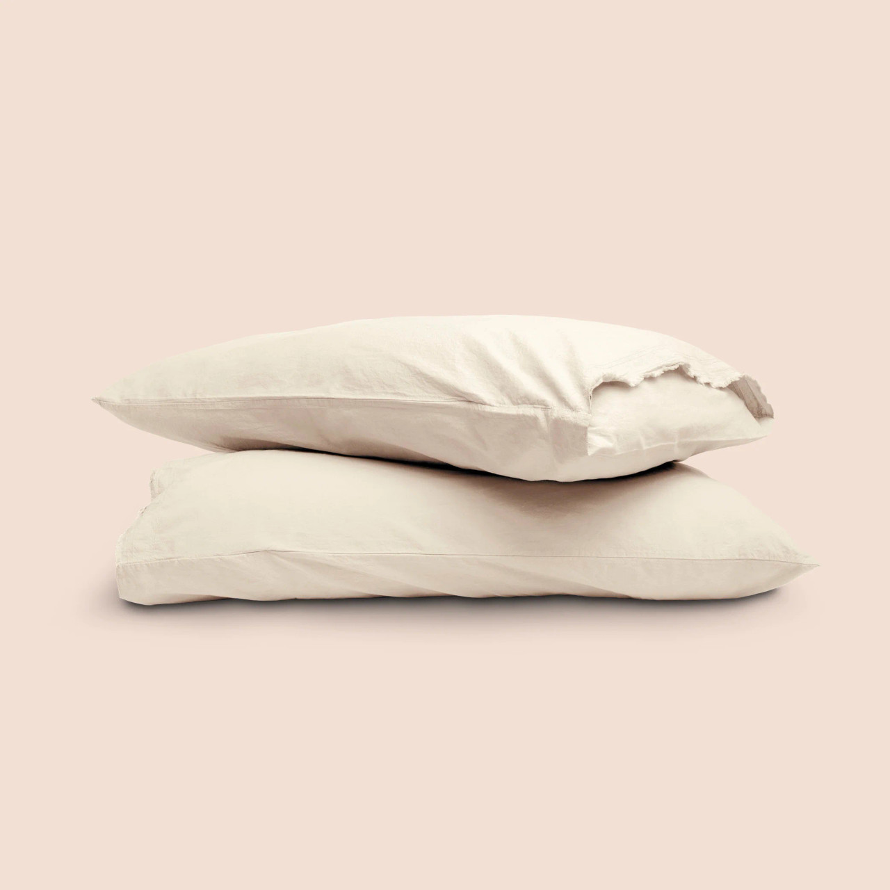 Dr. Weil Garment Washed Percale Bed Sheet Set by PureCare - Ecru Color Pillowcases