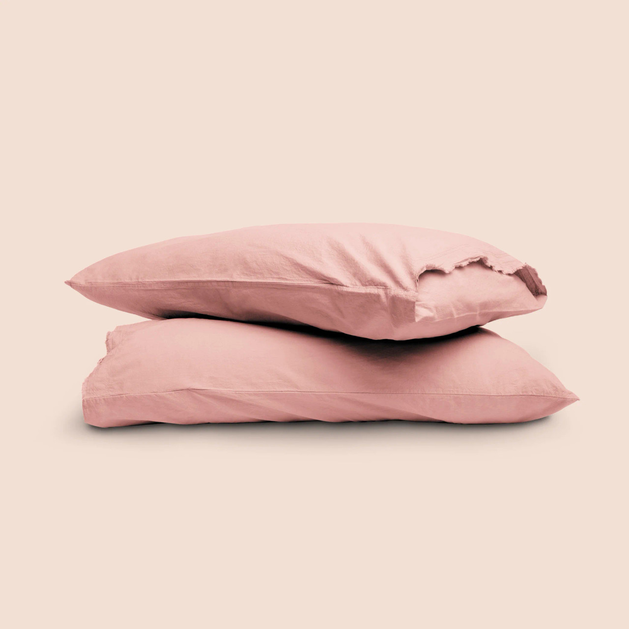 Dr. Weil Garment Washed Percale Bed Sheet Set by PureCare - Pink Sandstone Color Pillowcases