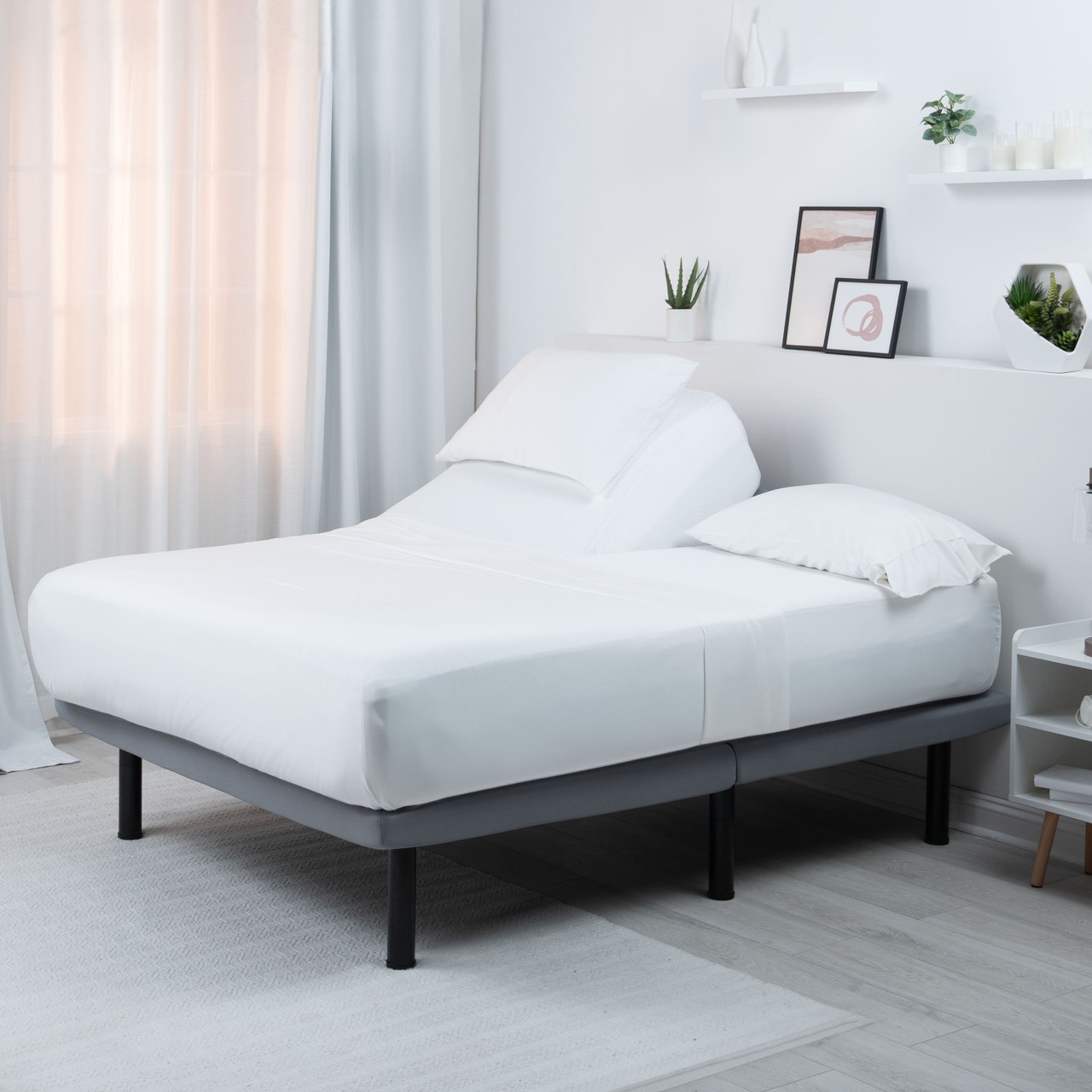 bedgear®  Hyper-Cotton™ Performance® Sheet Set Packaging, Adjustable Bed, Split Head Mattress, Bright White