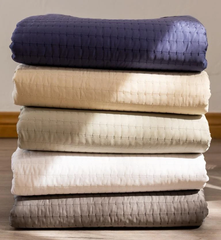 DreamFit Chill Innovations DreamChill Enhanced Bamboo Quilted Sheet Set All Colors Stacked Blue, Ivory, Sage, White & Gray Sheets