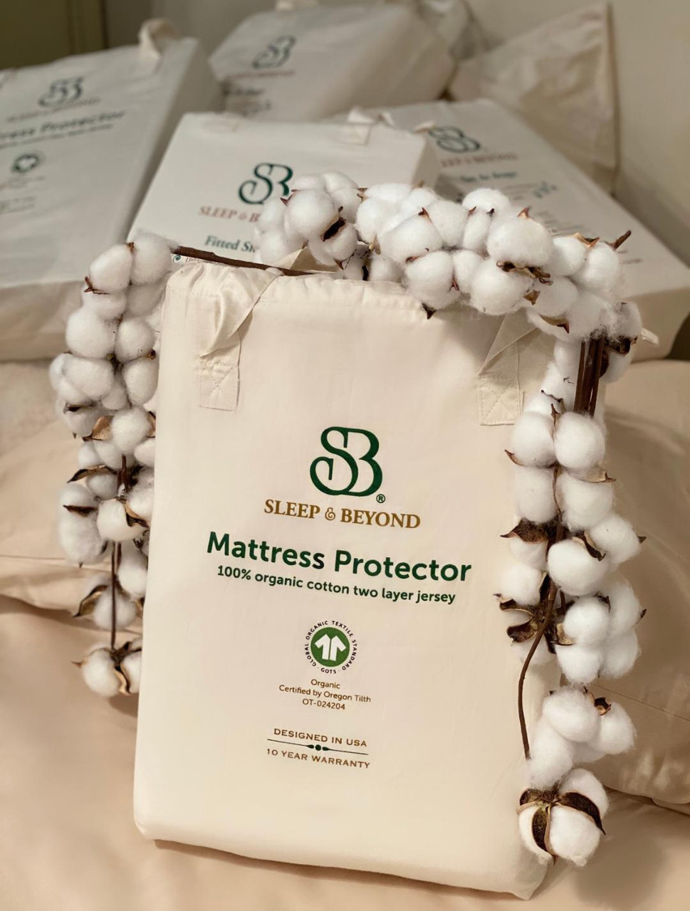 Sleep & Beyond 100% Organic Cotton Waterproof Mattress Protector Wool 2
