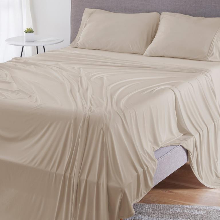 Bedgear® Dri-Tec™ Performance Moisture Wicking Sheet Set On Mattress, Medium Beige Color
