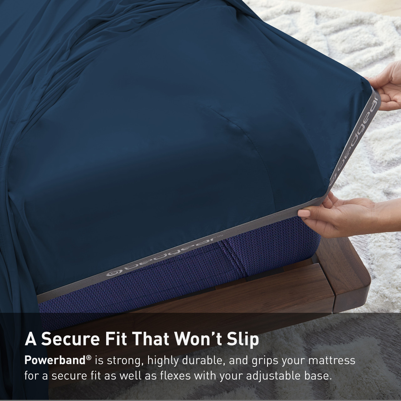 Bedgear® Ver-Tex™ Instant Cooling Ultra Smooth Feel Sheet Set, Powerband Fitted Stretch, Navy Color