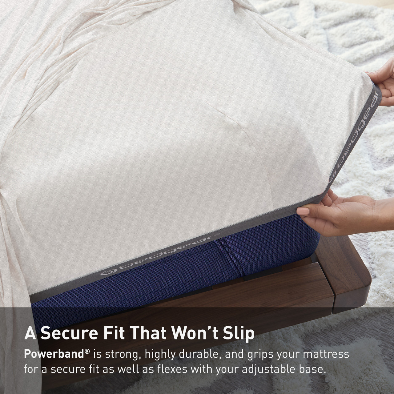 Bedgear®  Hyper-Linen™ Heat Deflecting Bamboo  Linen Sheet Set, Fitted Sheet Powerband, Bright White Color