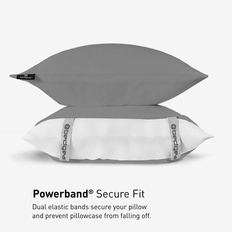 Bedgear® Dri-Tec™ Performance Moisture Wicking Pillowcase With Powerband, Grey Color, upper flex, split head, split top bed sheets