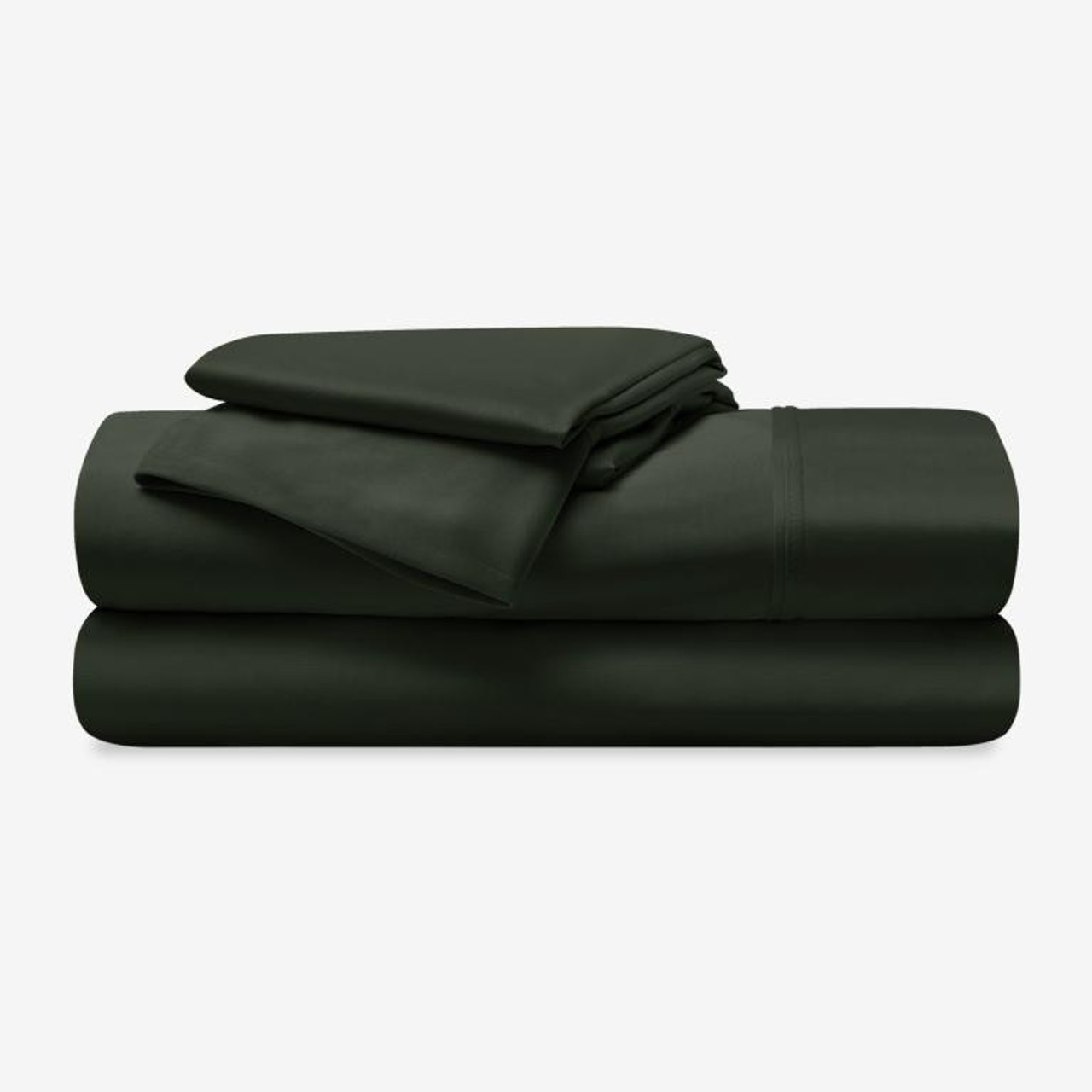 Bedgear® Dri-Tec™ Performance Moisture Wicking Sheet Set, Stacked, Forest Green Color, upper flex, split head, split top bed sheets