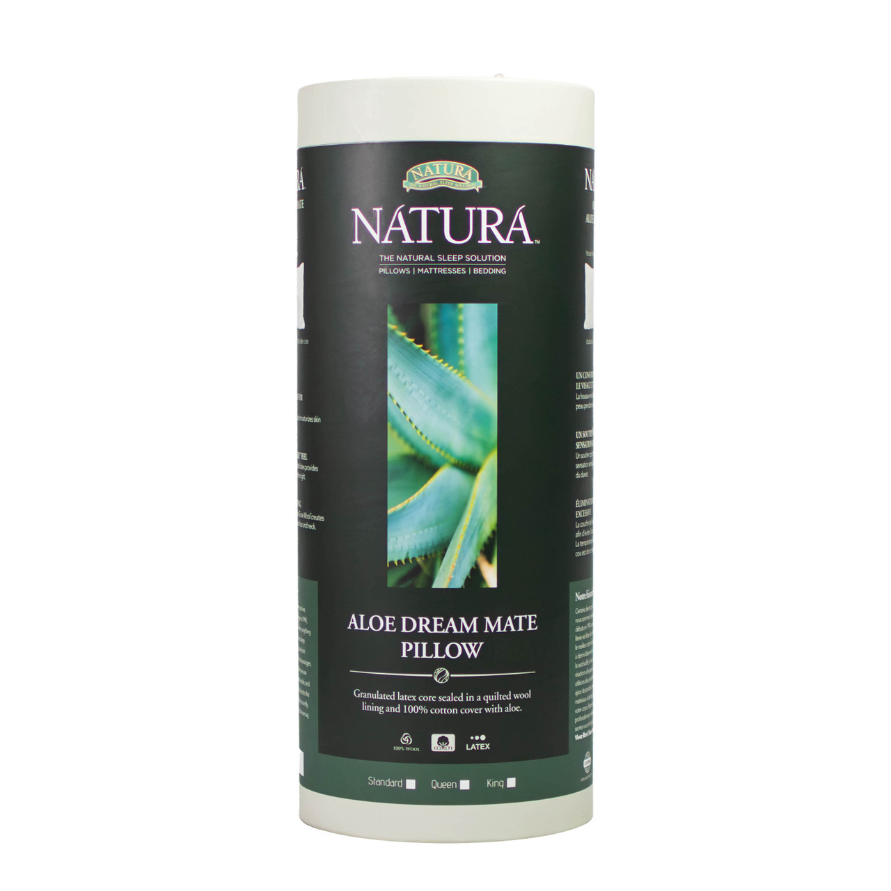 Natura Aloe Dream Aloe Infused Bamboo & Wool Quilted Latex Pillow Package Only