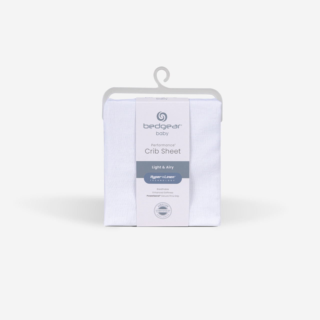 Crib Size - Bedgear Hyper-Linen Bamboo Blend Fitted Sheet Outer Packaging, White Color
